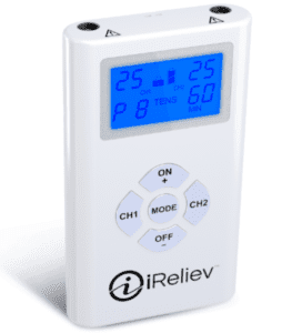 Displayed is the iReliev TENS unit pain releif system, which is one of the best TENS unit out in the market. 