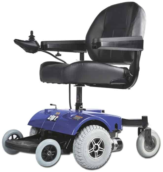 This shows the zip'r power electric wheelchair