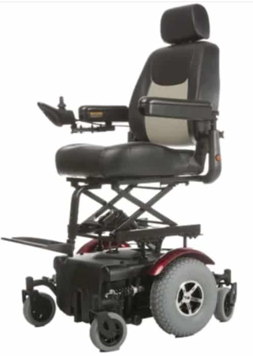 This shows the power elevation feature of the wheelchair