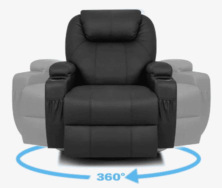 Displays the recliner full rotation function