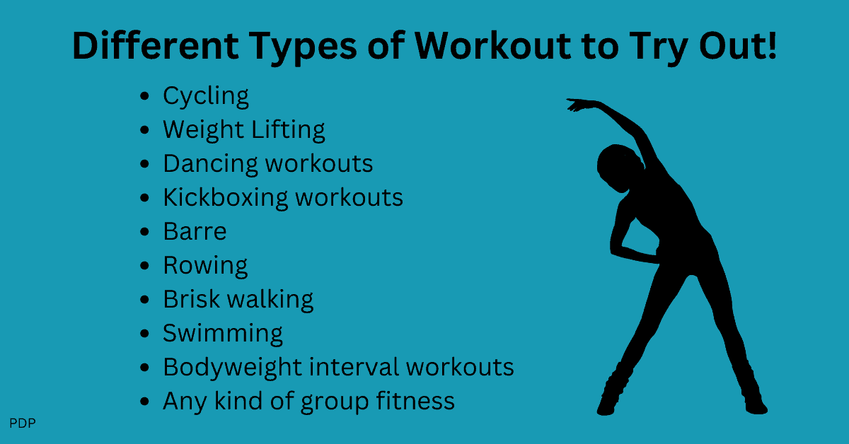Why is it important to ease into an exercise program? This article explains why and this image displays different types of workouts to try out