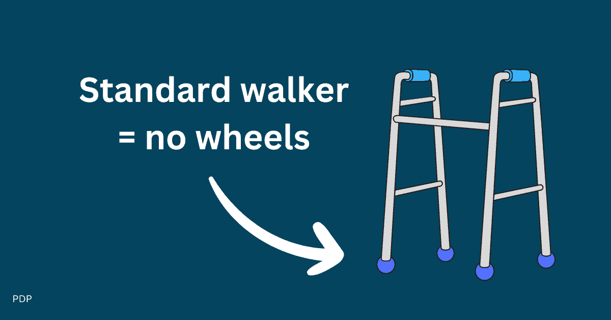 This shows the distinguishing feature of a standard walker