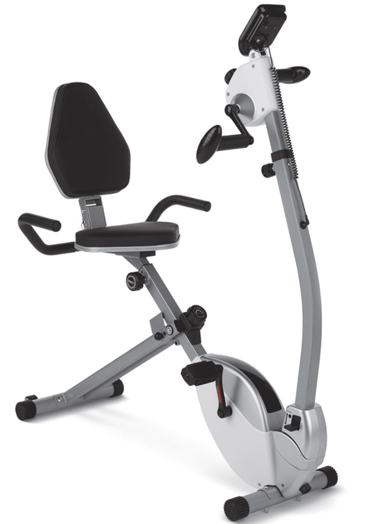 Displayed is the set up of the foldaway upper and lower body exerciser